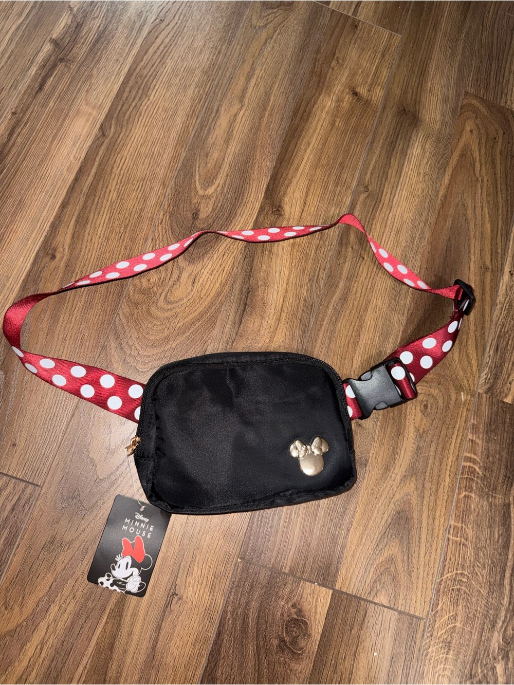 Disney Black Minnie Belt Bag with Red Polka Dot Strap